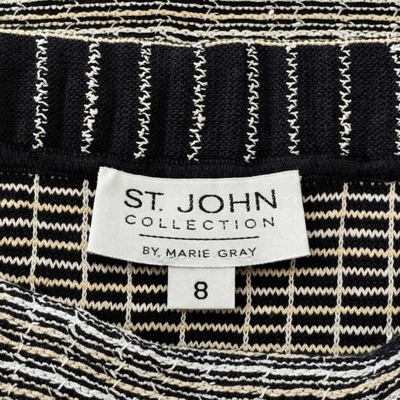 NWT St. John Collection Knit Pencil Skirt Size 8 Desert Tan Black Tweed USA - Picture 5 of 8